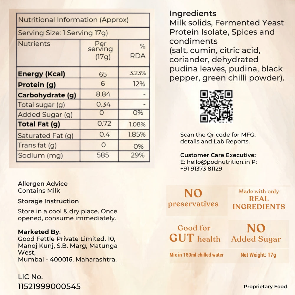 Masala Chaas with 6g protein - Instant Buttermilk Premix